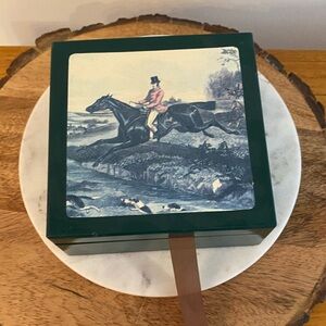 Vintage Equestrian Coaster Set English Fox
Hunt Set of 5 Horses Foxes Hunting